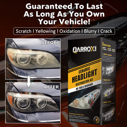 QARROXI Cefor ramic Headlight Restoration Kit, 3-Step DIY Headlight Renewal, UV Blocking Clear Coat, Enhanced Light Output & Beam Precision, Durable Fabric Material, with Compatible Multiple Models for Uncharged