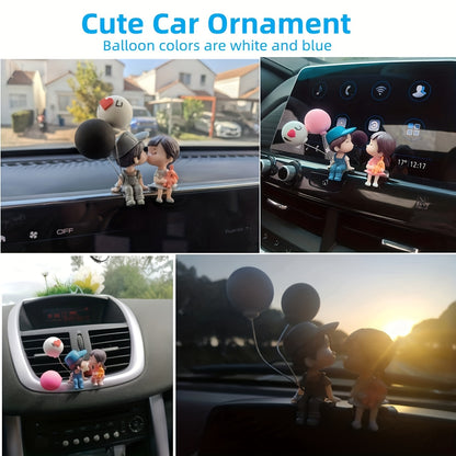 Cute Ornaments Couple Action Figurines Balloons Ornaments For Car Dashboard Decoration