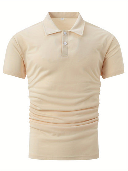 Solid Color Men's Lightweight Short Sleeve Lapel Shirt For Summer Sports