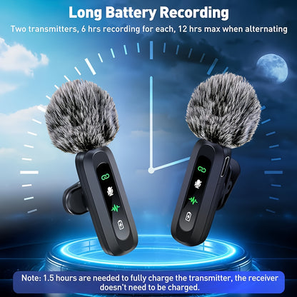 HITOZON Professional Wireless Wireless Lavalier Microphone with Noise Canceling, Plug & Play -C Receiver, Clip-On Mic for Streaming, Vlogging, Podcasting, Smartphones/Tablets, - (Compatible with iPhone/)