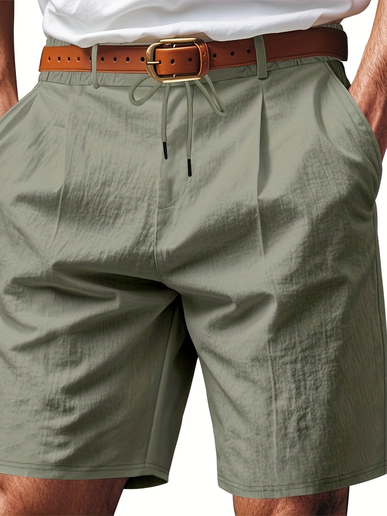 Men'S Casual Summer Linen Shorts - Light Gray, Breathable 5-Inch Shorts with Pockets, Perfect for Beach & Outdoor Activities, Casual Summer Wear|Relaxed Fit Shorts|Pocketed Shorts