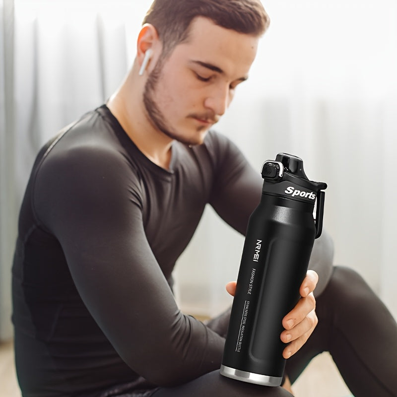 NRMEI Insulated Stainless Steel Water Bottle with Straw, Quick-Open Flip-Top Lid, BPA-Free 304 Stainless Steel & 316 Stainless Steel, Leak-Proof for Sports, Travel, School - Valentine'S Day, Easter, Women'S Day Gift