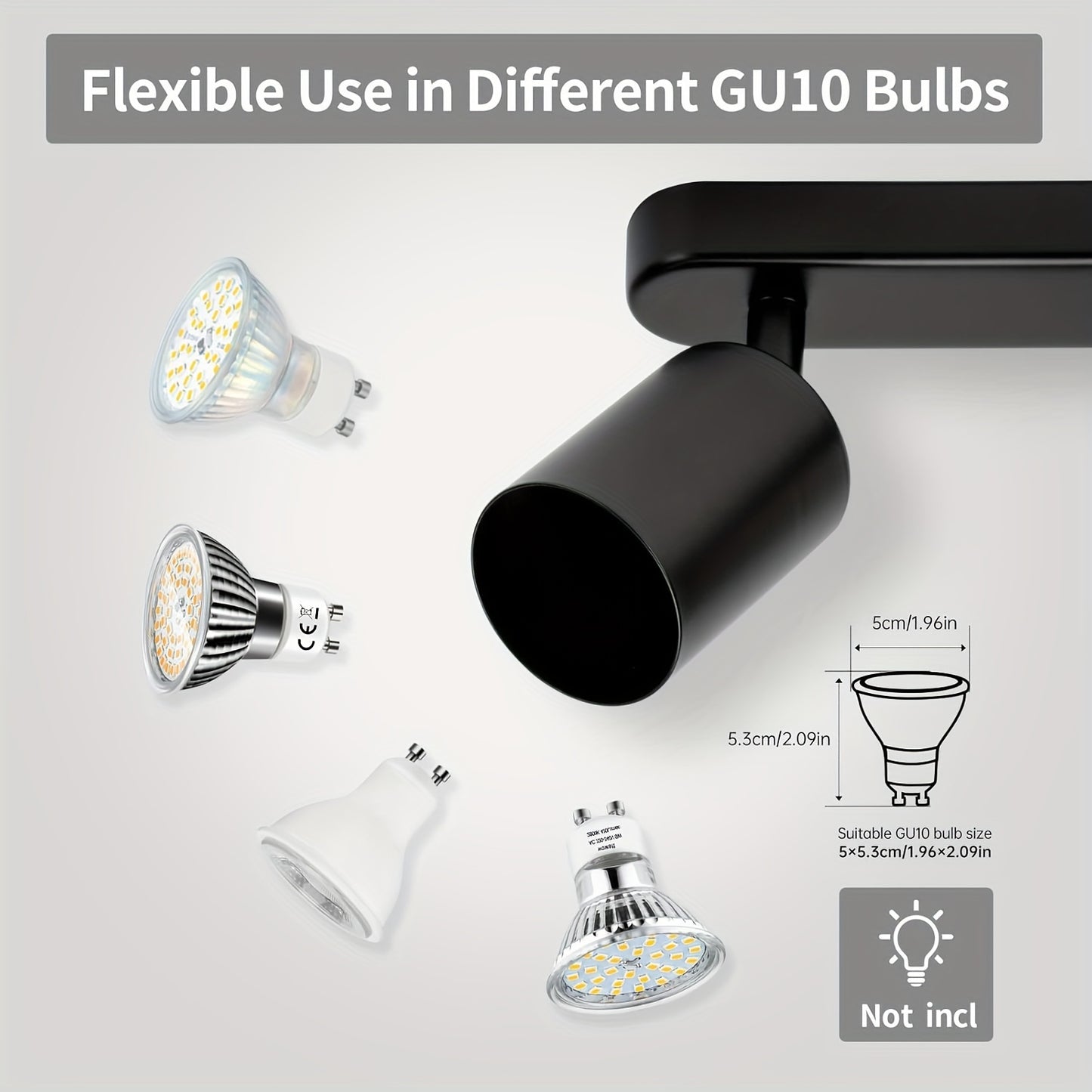 4-Head Adjustable Spotlight Ceiling Light Fixture - Modern Black Metal Semi-Flush Mount with 4 Adjustable Arms, 110-240V Hardwired, No Battery Needed, Easy Installation for Living Room, Bedroom, Office, Kitchen, Bathroom, Cei