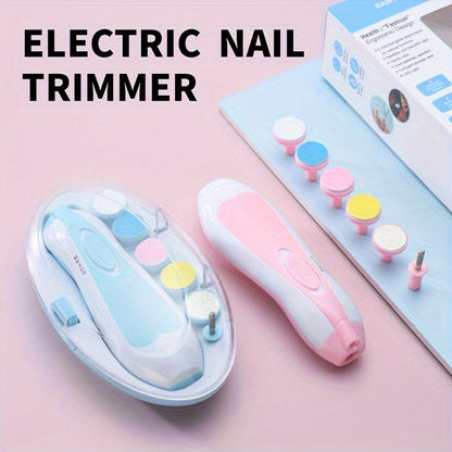 Baby Nail Trimmer Electric, 6 In 1 Safety Baby Nail Clippers, With 6 Grinding Pads And LED Light, Trim Polish Grooming Kit For Newborn Infant Toddler Or Adults Toes Fingernails Care, Christmas, Halloween, Thanksgiving Day Gif