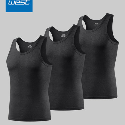 JEANSWEST Men's Vest 3-Pack, Pure Cotton Fashion Simple Solid Color Slim-Fit Tank Top