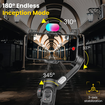 Estabilizador de telemóvel AOCHUAN de 3 eixos com IA 7.0 para estabilização, seguimento de rosto/objeto por IA, zoom e focagem, ideal para gravação de vídeos com smartphone. Capacidade de carga de 250g.