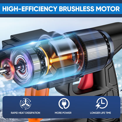 21V Cordless Electric Pressure Washer with 1300mAh Battery & Charger - Heavy-Duty Portable Handheld Power Washer, Lithium-Ion Battery-Powered, Ergonomic Design with Adjustable Nozzle & Hose Connector for Cars, Floors, Garden,