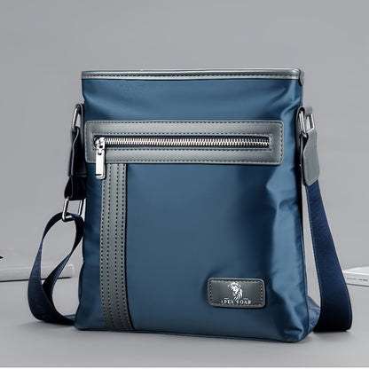 Men's Crossbody Laptop Bag with Tablet Pocket - Heavy-Duty Convertible Messenger Bag, Adjustable Strap & Zippered Compartments, Golden-Tone Hardware - Compatible with 38.1cm Laptop/ Tablet - Navy Blue for Travel, Work, School