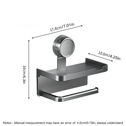 1pc Household Toilet Paper Holder with Storage Box, Suction Cup Wall-Mounted Bathroom Tissue Rack – No Drilling Required. Includes Phone Stand for Convenient Use in the Home or Shower Room, Toilet Tissue Holder for Bathroom