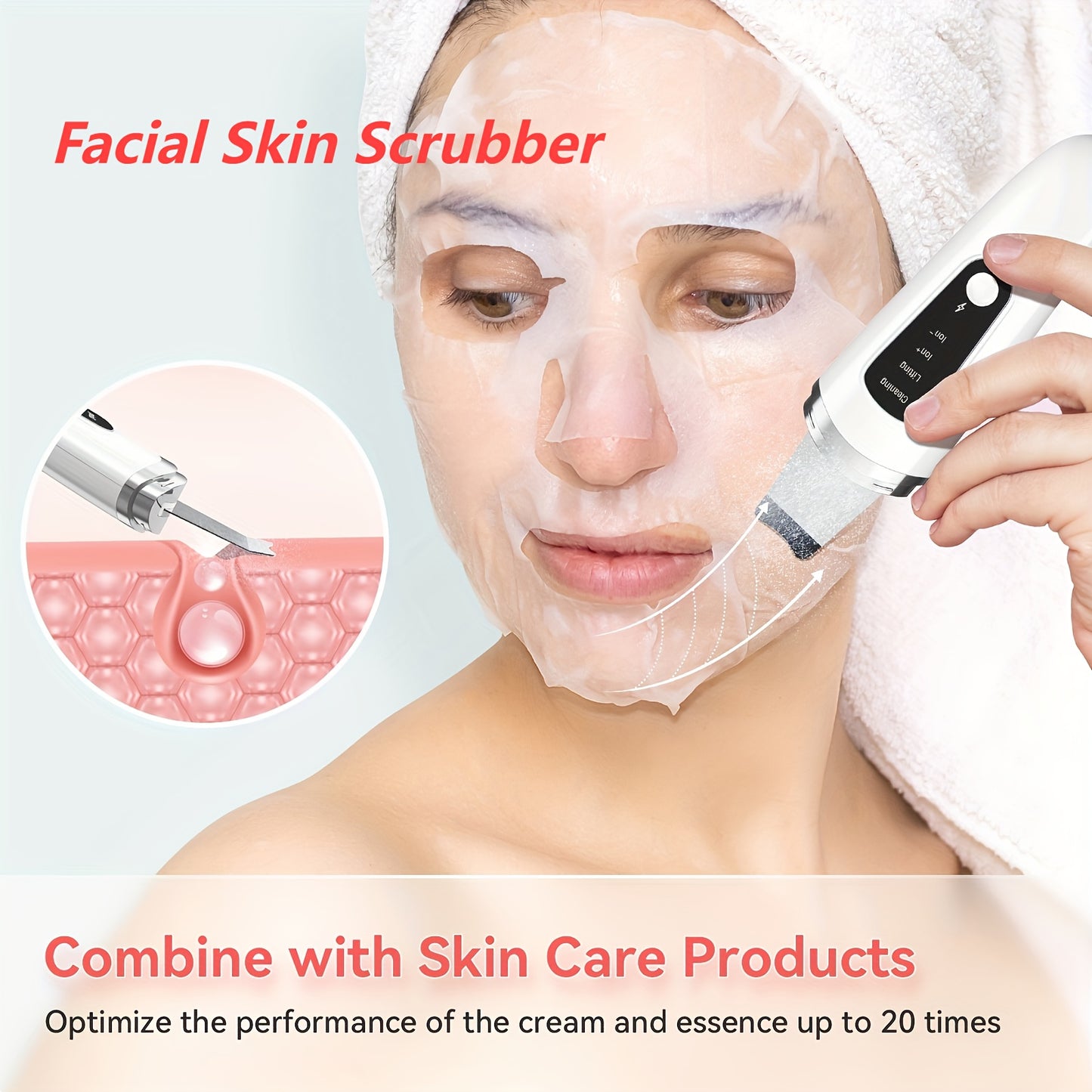 1pc Electric Exfoliating Facial Scraper, Pore Cleaning Spatula, 4 Modes Skin Scraper Cleaner, Facial Pore Scraper, Facial Scraper Cleaner Electric Pore Cleaning Spatula With USB Charger