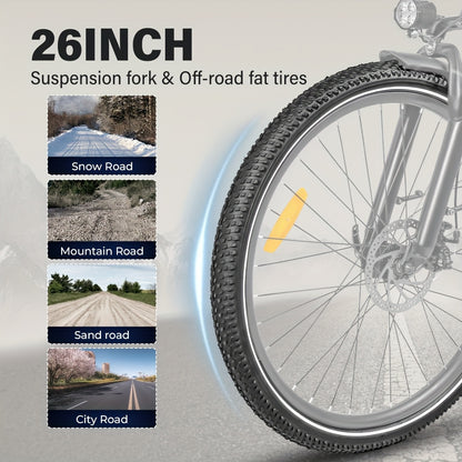 Folding Electric Bike | 26x3.0-inch Durable Tires | 48V13AH Removable Battery | 250W Motor | Disc Brakes | LCD Smart Meter | 100-110km Power-Assisted Range, Mountain Bike, Adult Bike, Cycling Assistant,  Urban Commuting, Mode