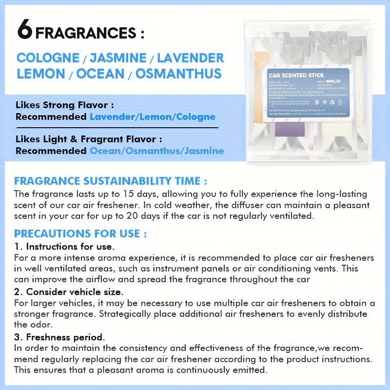 4-Pack Aromatherapy Car Air Freshener Sticks, Essential Oil Diffuser, Long-Lasting Fragrance, Compressed Scent Tablet, Incense Stick for Vehicle Interior, Home & Office Use