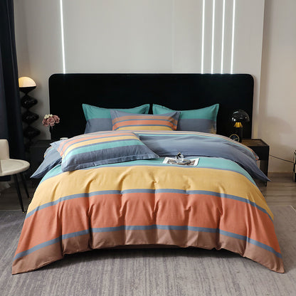 3pcs, New Minimalist Pure Cotton Three-Piece Set, 1*Duvet Cover + 2*Pillowcases, Soft and Comfortable, Machine Washable, Suitable for Bedroom, Guest Room, Dormitory, All-Season Use, Guest Room Essentials, Pillowcase And Duvet