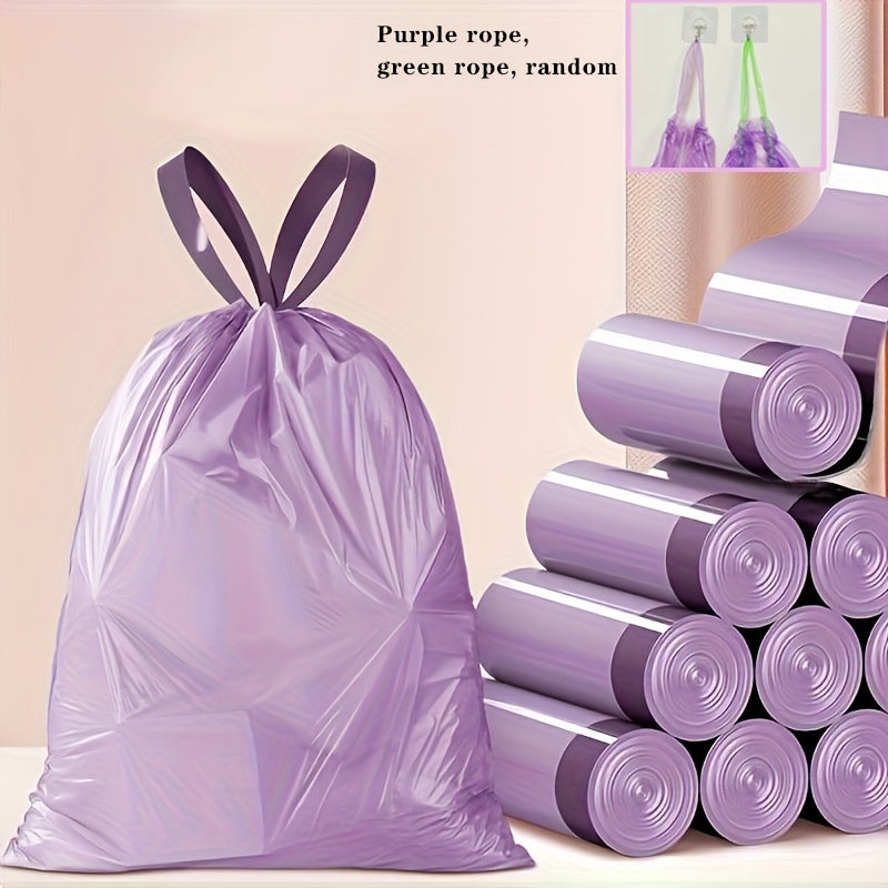 100 Purple Drawstring Trash Bags, High-Quality Plastic Waste Bags for Kitchen, Bathroom, Bedroom & Home Use - Portable Waste Disposal, Multipurpose, Disposable, Plastic Material, 20 Capacity, Kitchen Trash Bags | Decorative T