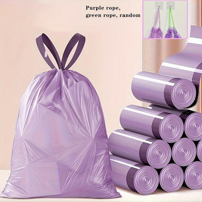 100 Purple Drawstring Trash Bags, High-Quality Plastic Waste Bags for Kitchen, Bathroom, Bedroom & Home Use - Portable Waste Disposal, Multipurpose, Disposable, Plastic Material, 20 Capacity, Kitchen Trash Bags | Decorative T