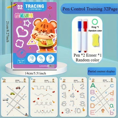 32-Page Reusable Magic Practice Notebook Set | Whole Brain Development, Pen Control Training & Drawing Education Workbook | Learn Writing Skills, Paper Material, Educational Workbook | Color Pages | Durable Binding