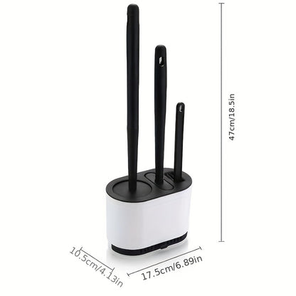1pc No-Slip Silicone Toilet Brush Set with Long Handle and Soft Bristles for Easy and Quick Cleaning