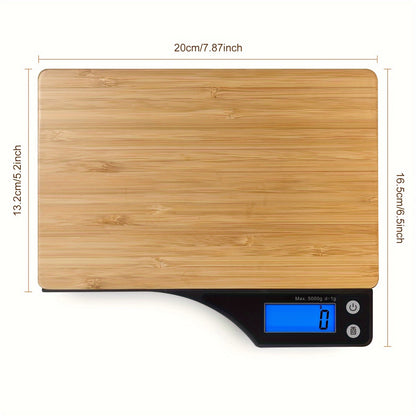 1pc, Kitchen Scale, Food Scale, Digital Food Scale, Portable High Accuracy Bamboo Panel Kitchen Electric Scale For Cooking Baking Weighing Food, Scales For Kitchen, Baking Scale, Kitchen Accessaries, Baking Tools Kitchen Acce