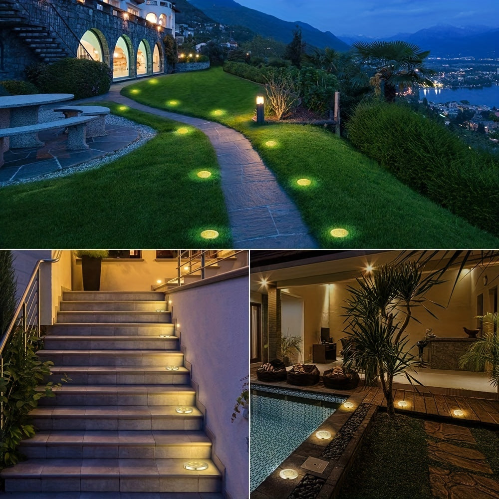 4/8/12/16pcs Solar Buried Light, IP65 Outdoor Landscape Lights, Solar Disc Lights, Garden Pathway Lighting, Solar Floor Lamps, 8pcs LED Solar Ground Lights for Roads, Courtyards, Walkways, Patios, Lawns