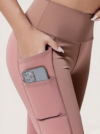 Women's High-Waisted Pants - Non-See-Through Stretchy Leggings with Fit, All-Season & Casual Pants for,, Casual Attire - Burgundy Bottoms, Trousers, Sleek Design, Supportive Waistband, Versatile, Enthusiasts