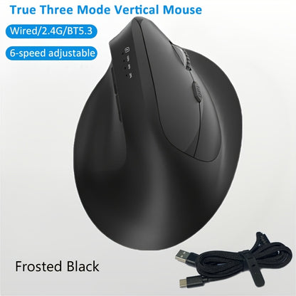 WOWSSYO Right-Handed Ergonomic Gaming Mouse - Wired + Wireless + BT Tri-Mode, 6-Speed Adjustable Optical, USB-C Rechargeable, Ergonomic Design for Laptop & Desktop Computers, Black/Red/Blue/Teal, Ergonomic Mouse, Computer Acc