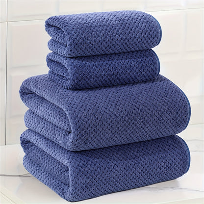 4pcs Luxury Pineapple Mesh Towel Set - Super Absorbent, Quick-Drying, Ultra-Soft, and Beige-Friendly Home Bath Towels - Ideal Bathroom Essentials with Fabric Weave,  Soft Texture, Ultrasoft Material, Skinfriendly Towel, Spa L