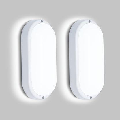 2-Pack LED Moisture-Proof Ceiling Lights, 12W/18W, 1080/1710 Lumens, 4000K, Semi-Flush Mount, Plastic, Powder Coated Finish, Hard-Wired, 220-240V, for Basement, Hallway, Balcony, Staircase - Modern Style, No Accessories Inclu