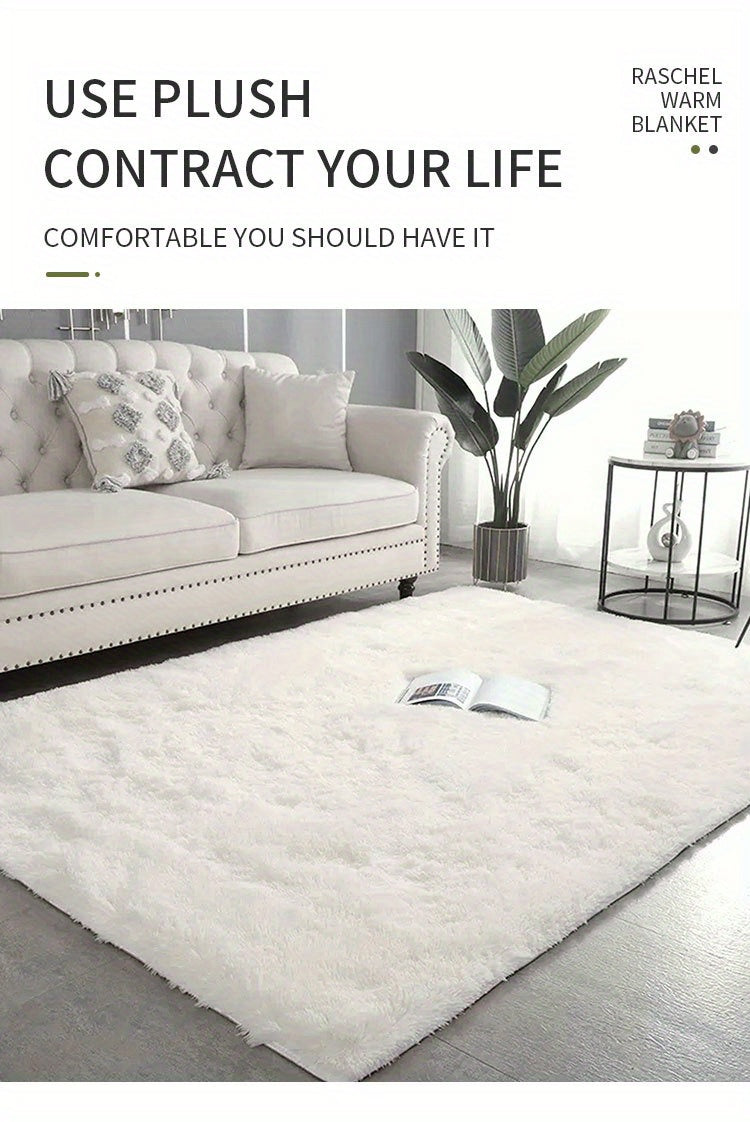 1pc Ultra Soft Plush Rug, White Large Area Rug, Non-slip Fluffy Shaggy Rug, Waterproof Shaggy Throw Rugs For Living Room Bedroom Nursery Room, Game Room Dormitory Carpet, Teenage Room Decoration, Room Decor
