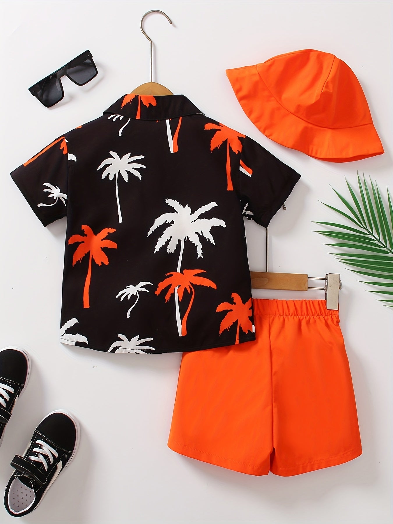Boys' Summer Fashion Street Shirt Three-piece Set Only Selling Hats, Shirts and Shorts, Perfect for Outdoor