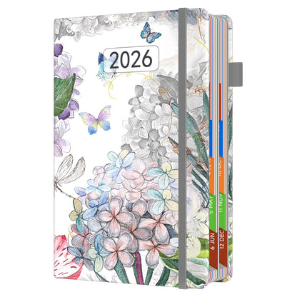 1pc Dzhzal Elegant Floral - Planner with Monthly View, Daily Organizer, Banded Elastic Closure, Pen Loop, Inner Pocket - Compact A5 Notebook (14.48x21.08cm) for Professionals, Students, Personal & Office Use - Perfect Gift Id