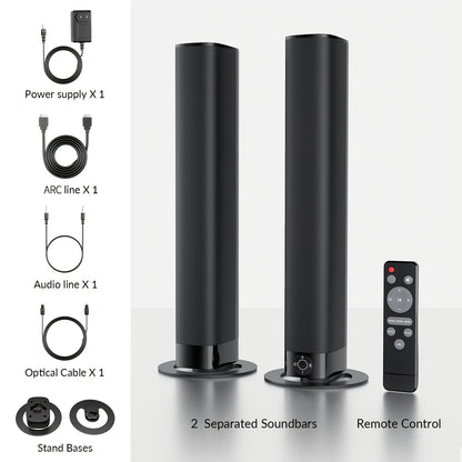 SoundBar For Smart TV, 2-in-1 Sound Bar Wireless Speaker, Deep Bass, TV Audio System With ARC/Opt/AUX For Enhanced Home Theater Sound