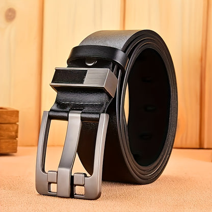 1pc Men'S Genuine Leather Belt with Square Retro Alloy Buckle - Black Casual Work & Leisure Belt, Durable Everyday Belt for Men, Father'S Day Christmas Gift for Him, Everyday Belt | Classic Belt Design | Durable Belt, Leather