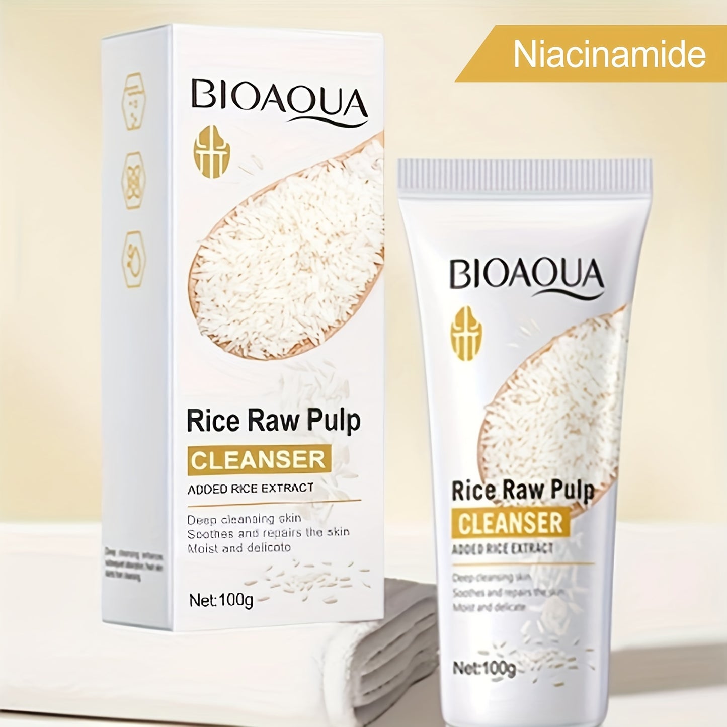 100g Rice Raw Pulp Cleansing Gel, Deep Clean Beautiful Face Wash Care for Delicate Skin for Men And Women Daily Care