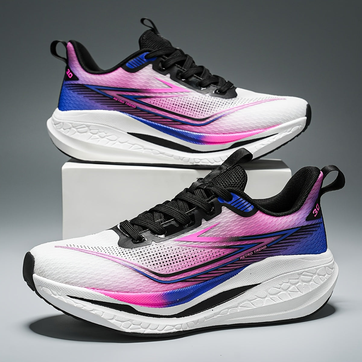 Unisex Classic Low-Top Sneakers - Breathable Fabric & EVA Cushioned Sole, Geometric Letter Print Design for Hiking, Running, Casual Streetwear - All-Season Comfort, Hiking Shoes, Outdoor Sports Footwear, Modern Sneakers, Dura