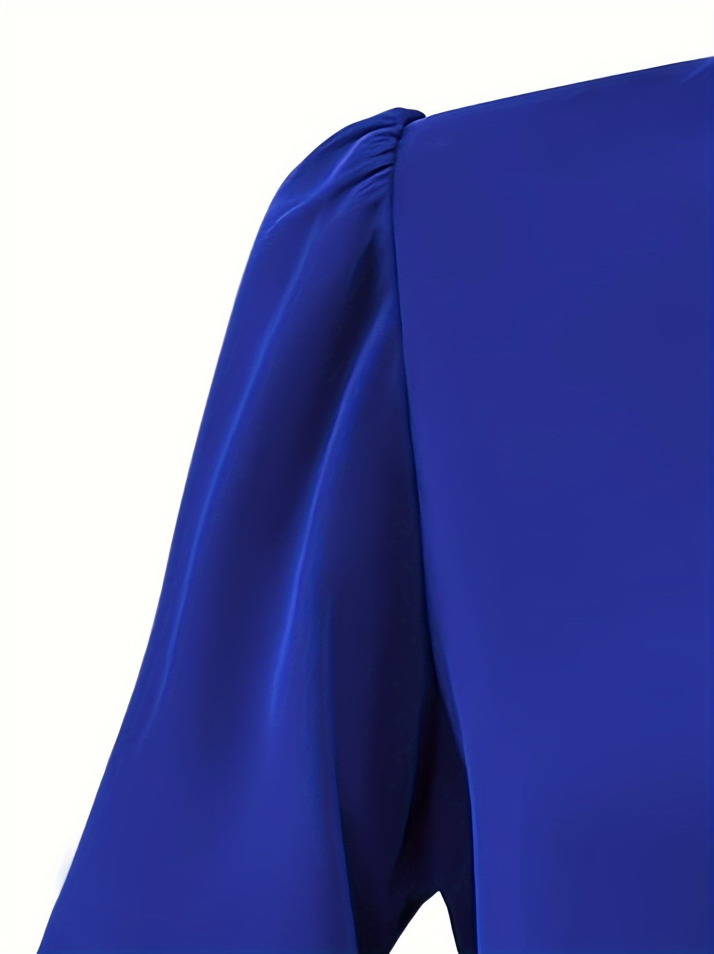 Solid V Neck Simple Blouse, Elegant Long Sleeve Ruched Blouse, Women's Clothing