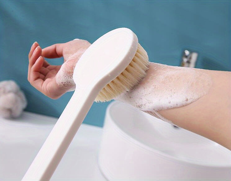 Long Handle Shower Brush with Exfoliating Scrubber for Body and Back - Massage and Exfoliate Skin in the Bathroom