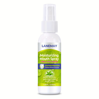 Lanemay Alcohol-Free Dry Mouth Moisturizer with Xylitol and Aloe Vera - Instant Relief Salivary Enzyme Breath Freshener, 1.69fl oz/50ml