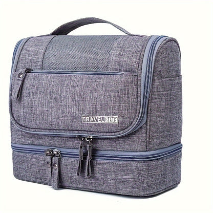 Multi-Functional Travel Organizer with Top Zipper Closure & Hanging Loop - Heavy-Duty High Quality Folding Toiletry & Cosmetic Case with Multiple Compartments, Golden-Tone Hardware, Durable Fabric Construction - Ideal for Bus
