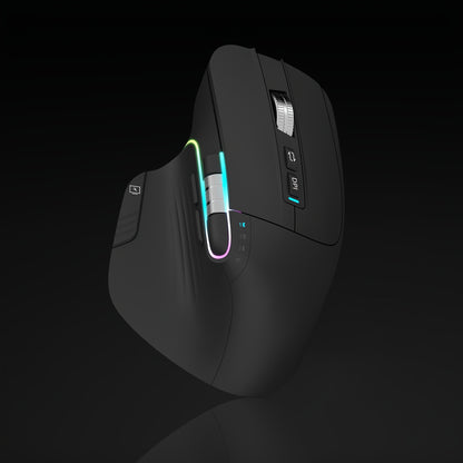 Wireless Wireless Mouse, 2.4GHz, Type-C Wired Three Mode Connection, Artificial Vertical Mouse, Rechargeable Optical Mouse, RGB Office Gaming Mouse, Four-Speed Adjustable DP; with 8 Buttons, Dual Sliders Right-Handed Mouse, M