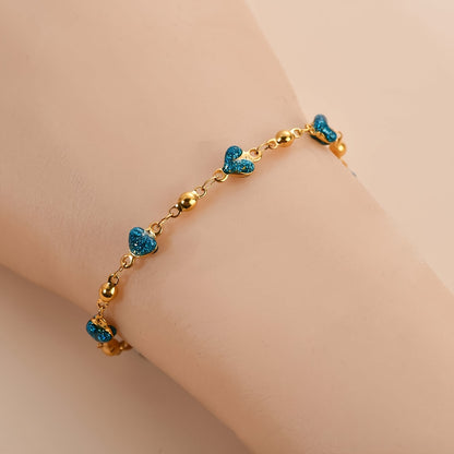 1pc 304 Stainless Steel Golden-Tone Interlocking Link Bracelet - Double-Sided Shiny Heavy Duty Chain, Durable Everyday for Wedding, Anniversary, Gift - Polishable & Tarnish-Resistant (Compatible with Male & Female Style)