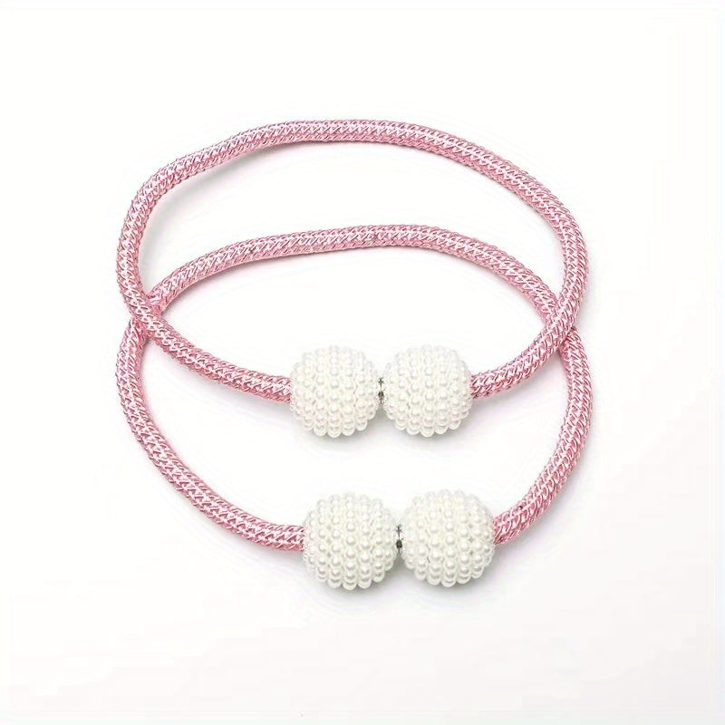 2pcs Large Modern Magnetic Curtain Tiebacks - Elegant Pearl Design, Easy-to-Use, Stylish Window Treatment Holdbacks for Home Decor, Curtains for Living Room