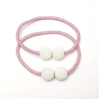 2pcs Large Modern Magnetic Curtain Tiebacks - Elegant Pearl Design, Easy-to-Use, Stylish Window Treatment Holdbacks for Home Decor, Curtains for Living Room