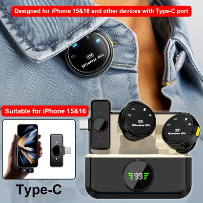 Professional Wireless Lavalier Microphone with Noise Cancellation, USB-C Rechargeable, Compatible with for iphone 17/16/15 & Android, Compact Design for Vlogging, Interviews, Conferences, and Content Creators, Vlogging Microp