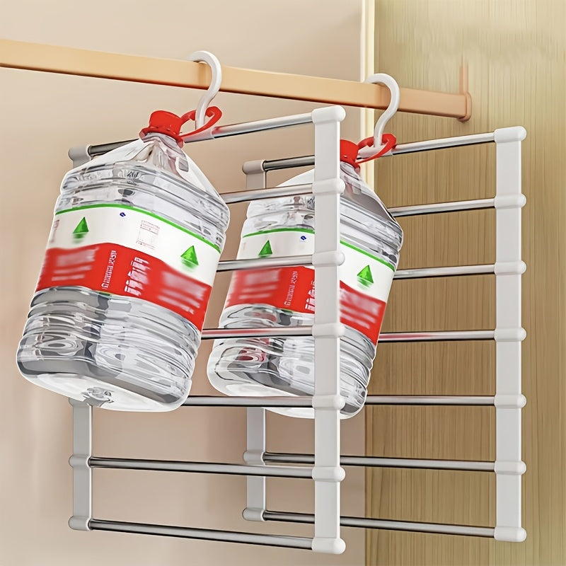 3pcs Space-Saving Foldable Stainless Steel Pants Rack - Rust-Resistant Wardrobe Organizer for Jeans, Leggings & Pants - Durable Plastic Hangers with Multiple Hooks, Ideal for Home & Retail Use, Clothes Organizer Storage