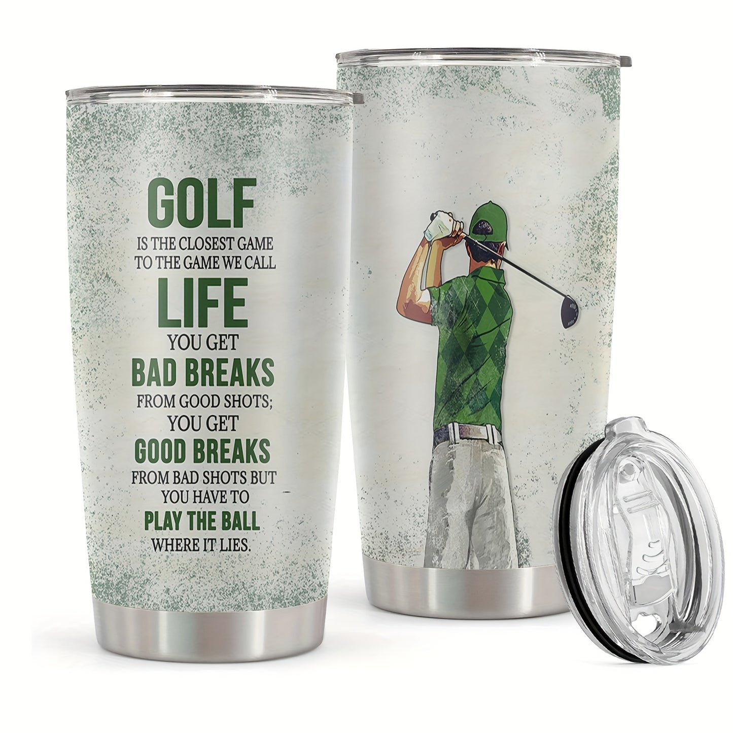 1pc 20oz Stainless Steel Tumbler, Golf Life Print Double Wall Vacuum Insulated Travel Mug, Gifts For Parents, Relatives And Friends, Birthday Gifts, Valentine's Day Gifts, Father's Day Gifts
