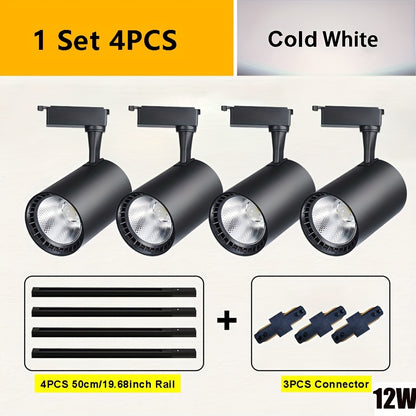 4pcs Track Light AC175-265V Set LED Track Lighting Rail Lamp LED Spot 12W 20W 30W 40W Store Home Lights