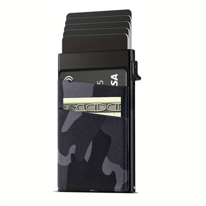 Simple RFID Blocking Aluminum Alloy Credit Card Holder with Money Bag for Men