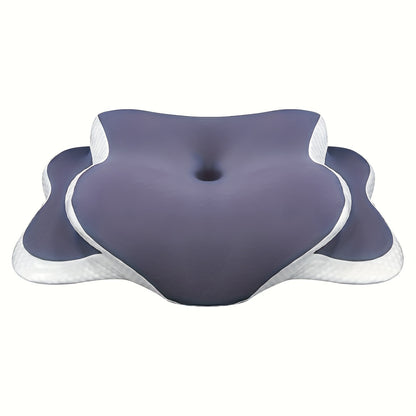 Almofada ergonómica em forma de borboleta em roxo - Tecido de malha respirável, ideal para quem dorme de lado, de costas e de barriga para baixo, oferece suporte para o pescoço e é o presente perfeito para pessoas de meia-idade.
