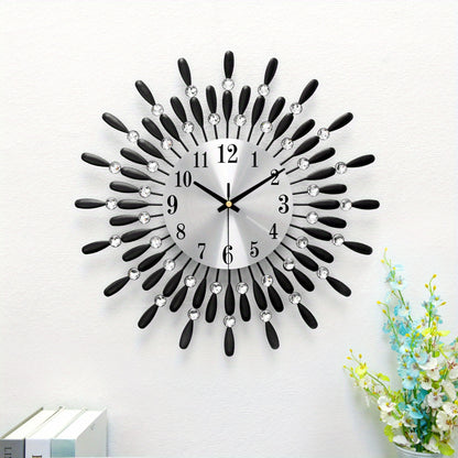 1pc 14.56 Inch Black Small Wall Clock For Living Room Decor, Modern Metal Wall Clocks For Kitchen Bedroom Office Decor, Non-Ticking Quiet Wall Clock Easy To Read