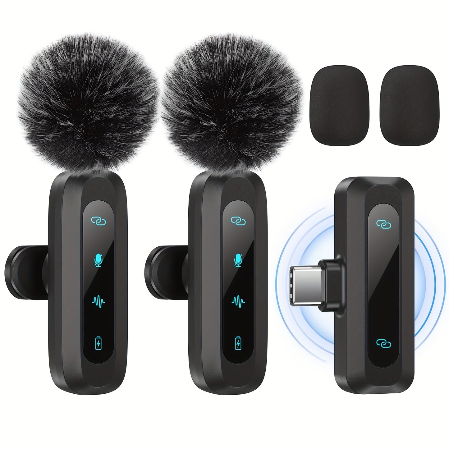 HITOZON Professional Wireless Wireless Lavalier Microphone with Noise Canceling, Plug & Play -C Receiver, Clip-On Mic for Streaming, Vlogging, Podcasting, Smartphones/Tablets, - (Compatible with iPhone/)